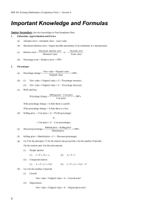 Math Formulas & Practice: Junior Secondary Worksheet