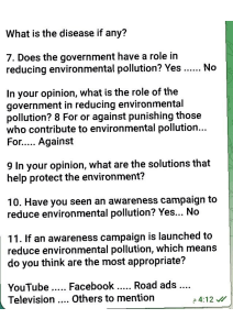 Environmental Awareness Questionnaire