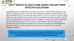 How to Fix Can’t Switch to Multi-User Mode In QuickBooks