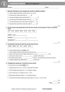 Clothes & Appearance Vocabulary Worksheet