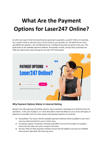 What Are the Payment Options for Laser247 Online