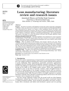 Lean manufacturing  literature