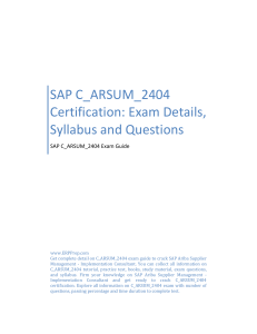 SAP C_ARSUM_2404 Certification: Exam Details, Syllabus and Questions