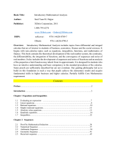 Introductory Mathematical Analysis Textbook