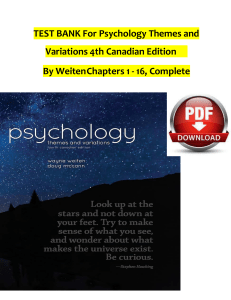 Test bank for psychology themes and variations 4th canadian edition by weiten