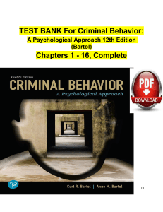 Testbank criminal behavior a psychological approach 12e bartol