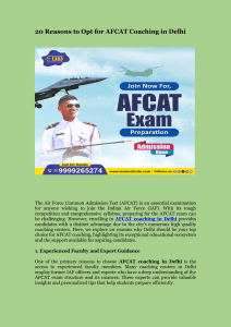 20 Reasons to Opt for AFCAT Coaching in Delhi