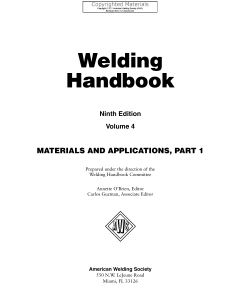 Welding Handbook: Materials & Applications, Part 1