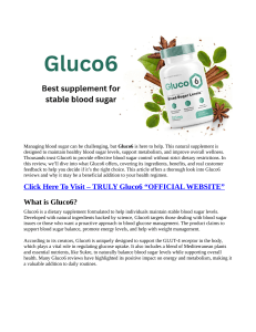 Gluco6 LEGIT OR SCAM Really Work