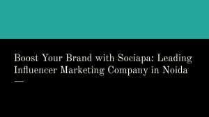 Boost Your Brand with Sociapa  Leading Influencer Marketing Company in Noida