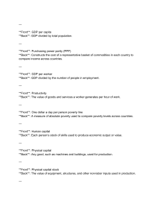 Macroeconomics Key Terms: GDP, PPP, Productivity, Capital