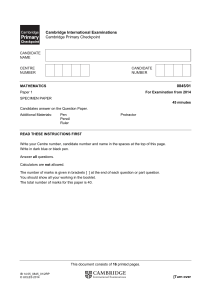 Primary-Checkpoint-Math-0845-Specimen-2014-Paper-1