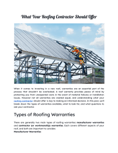 What Your Roofing Contractor Should Offer