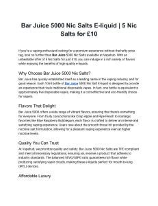 Bar Juice 5000 Nic Salts E-liquid   5 Nic Salts for £10