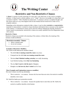 Restrictive vs nonrestrictive clauses handout ada