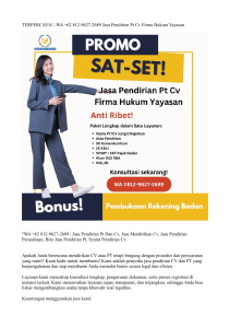 TERPERCAYA! | WA +62 812-9627-2689 Jasa Pendirian Pt Cv Firma Hukum Yayasan