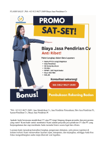 FLASH SALE! | WA +62 812-9627-2689 Biaya Jasa Pendirian Cv 