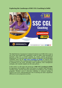 Exploring the Landscape of SSC CGL Coaching in Delhi