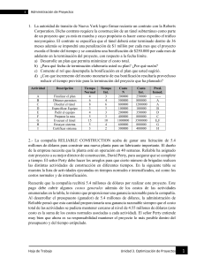 Administración de Proyectos: Hoja de Trabajo