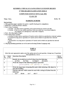 Class XII Computer Science Exam Paper