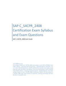 SAP C_S4CPR_2408 Certification Exam Syllabus and Exam Questions