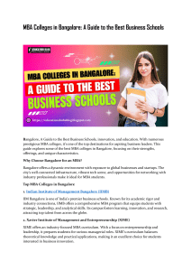 MBA Colleges in Bangalore