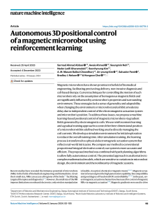 Autonomous 3D Microrobot Control via Reinforcement Learning