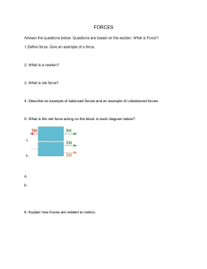 Forces Worksheet: Newton's Laws, Friction, Gravity