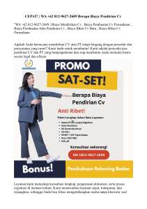 CEPAT!  WA +62 812-9627-2689 Berapa Biaya Pendirian Cv