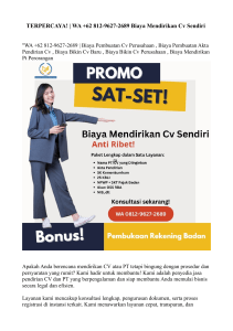 TERPERCAYA!  WA +62 812-9627-2689 Biaya Mendirikan Cv Sendiri