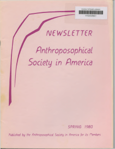 Anthroposophical Society Newsletter, Spring 1980