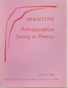 Anthroposophical Society Newsletter, Summer 1980