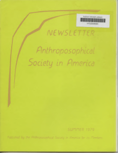 Anthroposophical Society in America Newsletter | The End of the Century and Ahriman’s Incarnation in the Following Millennium (Summer 1979)