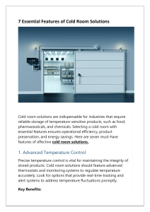 7 Essential Features of Cold Room Solutions