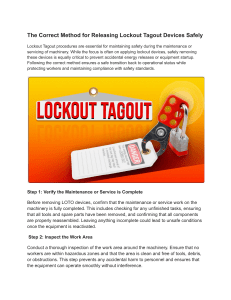 Lockout Tagout Device Release: Safe Procedures