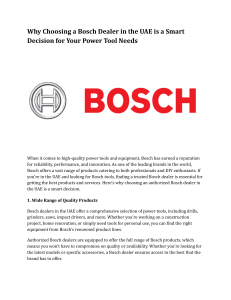 Why Choosing a Bosch Dealer in the UAE is a Smart Decision for Your Power Tool Needs