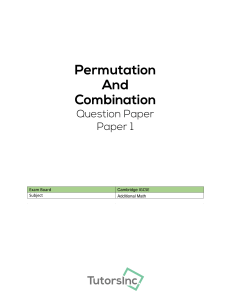 Permutation and Combination (Paper 1)