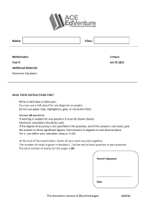 Year 8 Math Exam: Geometry, Algebra, Measurement