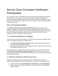 Service Cloud Consultant Certification Prerequisites