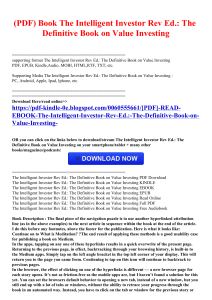 [PDF] READ EBOOK The Intelligent Investor Rev Ed.: The Definitive Book on Value Investing 