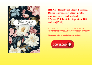 [READ] Hairstylist Client Formula Book Hairdresser Client profile and service record logbook 7ÃƒÂ—10