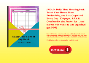 [READ] Daily Time Sheet log book Track Your Hours  Boost Productivity  and Stay Organized Every Day 