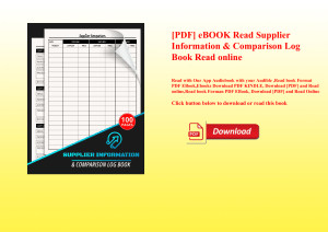 [PDF] eBOOK Read Supplier Information & Comparison Log Book Read online