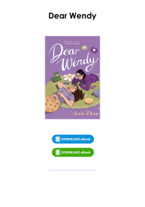 Read (pdf) Book Dear Wendy By Ann Zhao