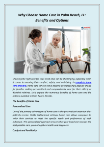 Why Choose Home Care in Palm Beach, FL Benefits and Options