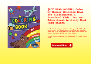 [PDF READ ONLINE] Color by Number Coloring Book for Kindergarten & Preschool Kids Fun and Educationa