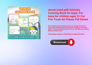 ebook [read pdf] Vehicles Coloring Book for boys For boys for children ages 3+ Car Fire Truck Air Planes Pdf Ebook