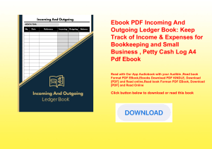 Ebook PDF  Incoming And Outgoing Ledger Book Keep Track of Income & Expenses for Bookkeeping and Sma