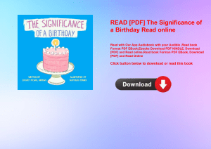 READ [PDF] The Significance of a Birthday Read online