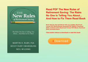 Read PDF The New Rules of Retirement Saving The Risks No One Is Telling You About... And How to Fix 